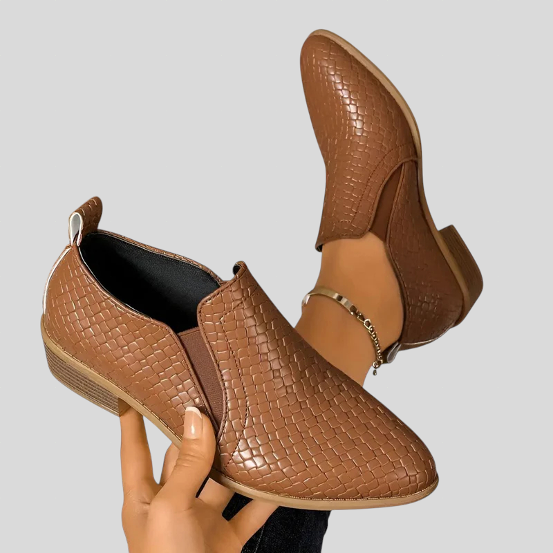 Eliane Braided Block-Heel Ankle Boots