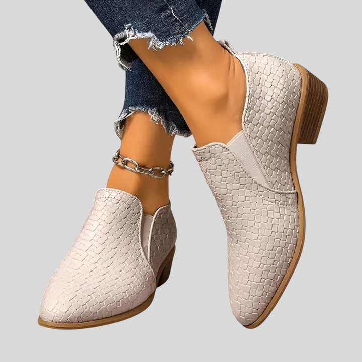 Eliane Braided Block-Heel Ankle Boots