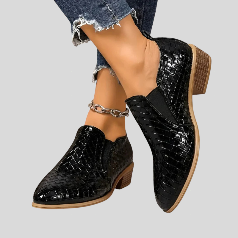 Eliane Braided Block-Heel Ankle Boots
