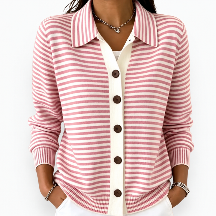 Elowen Timeless Striped Button Cardigan