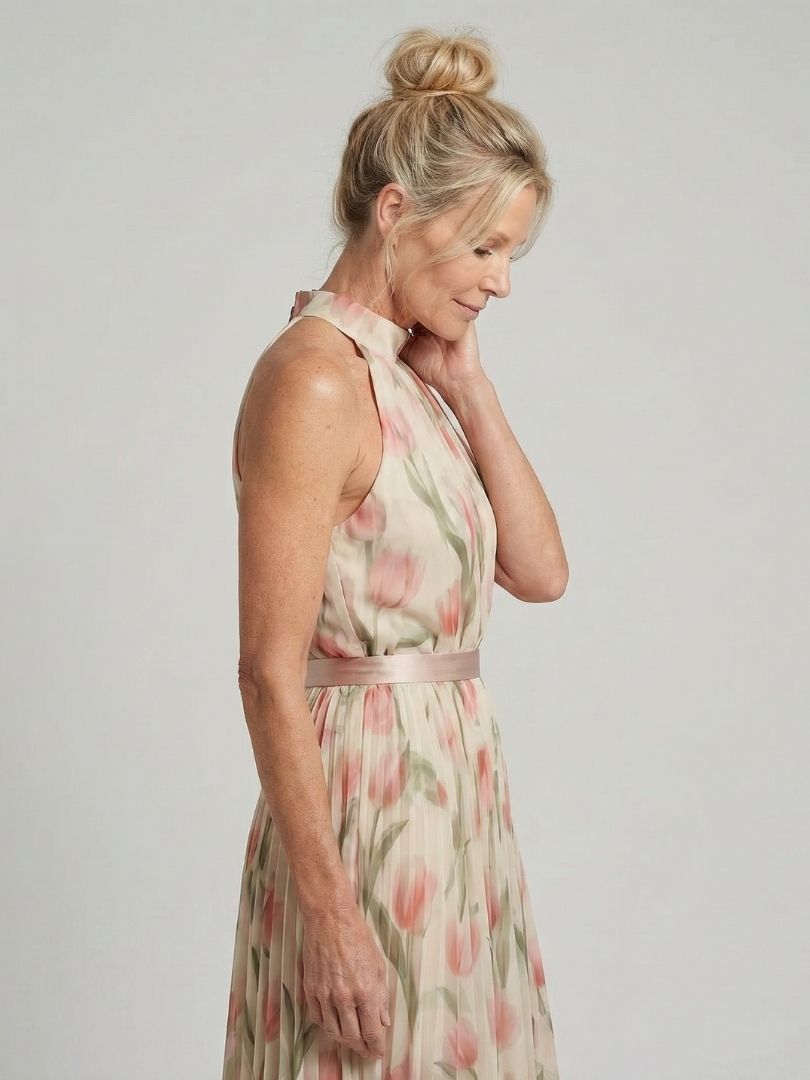 Aurelle Halter Neck Floral Midi Dress by Roseworth London