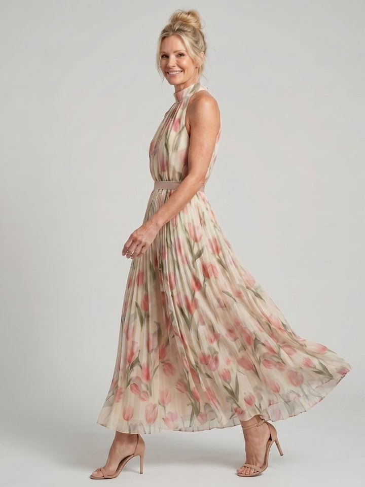 Aurelle Halter Neck Floral Midi Dress by Roseworth London