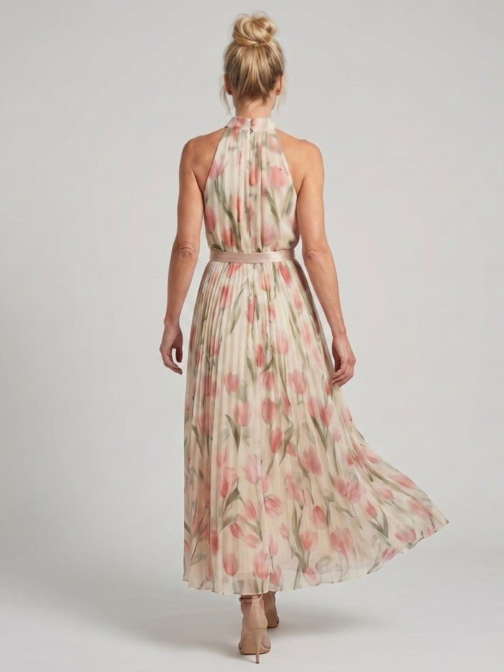 Aurelle Halter Neck Floral Midi Dress by Roseworth London