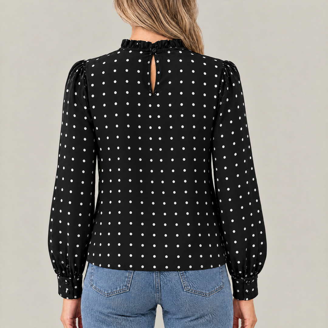 Mia Polka Dot Blouse with Ruffle Detail