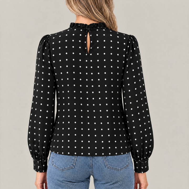 Mia Polka Dot Blouse with Ruffle Detail