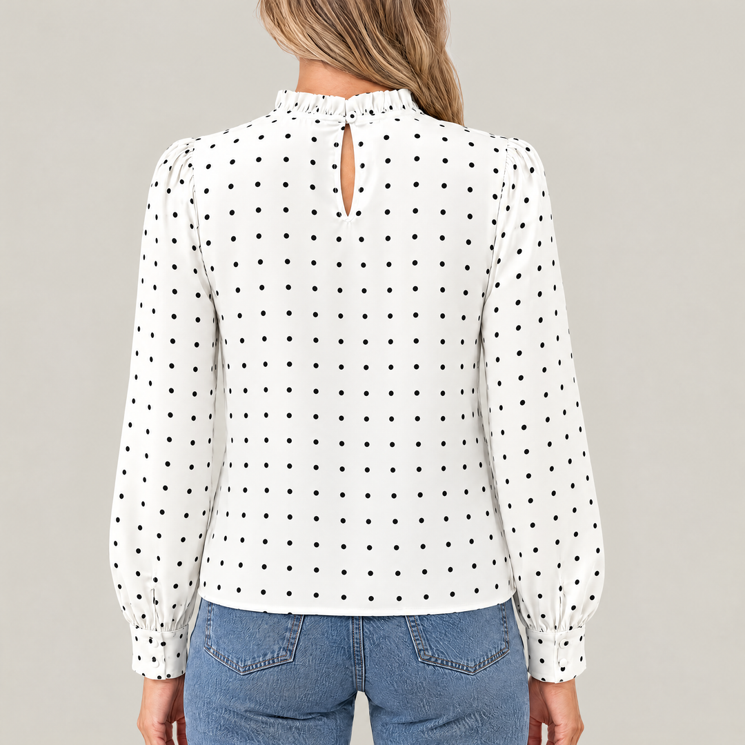 Mia Polka Dot Blouse with Ruffle Detail
