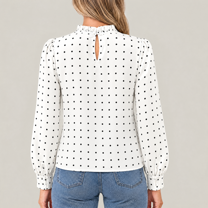 Mia Polka Dot Blouse with Ruffle Detail