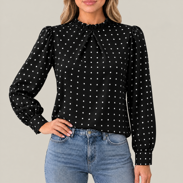 Mia Polka Dot Blouse with Ruffle Detail