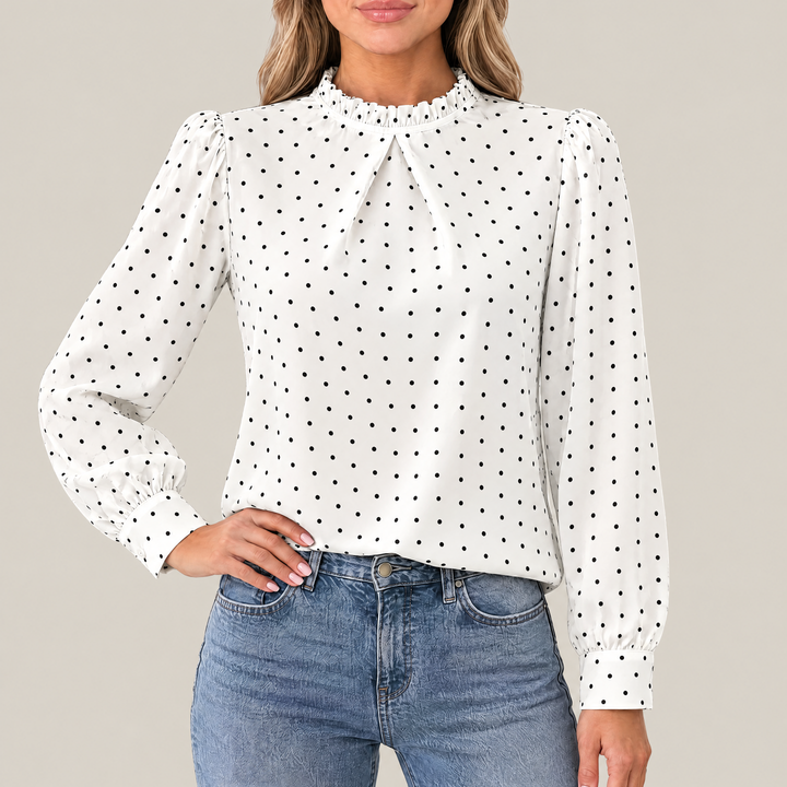 Mia Polka Dot Blouse with Ruffle Detail
