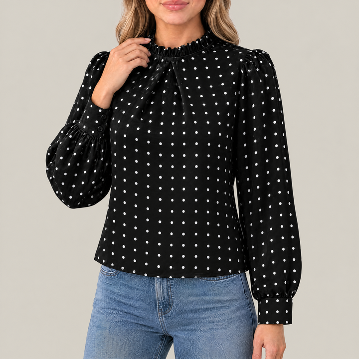 Mia Polka Dot Blouse with Ruffle Detail