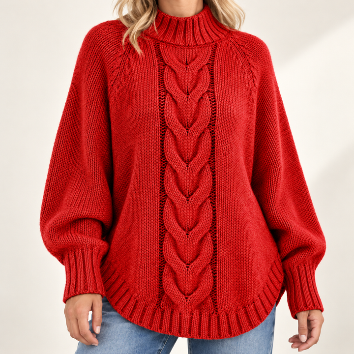 Harriet Flared-Hem High-Neck Jumper