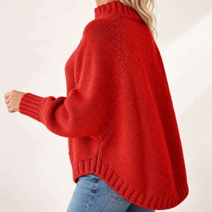 Harriet Flared-Hem High-Neck Jumper