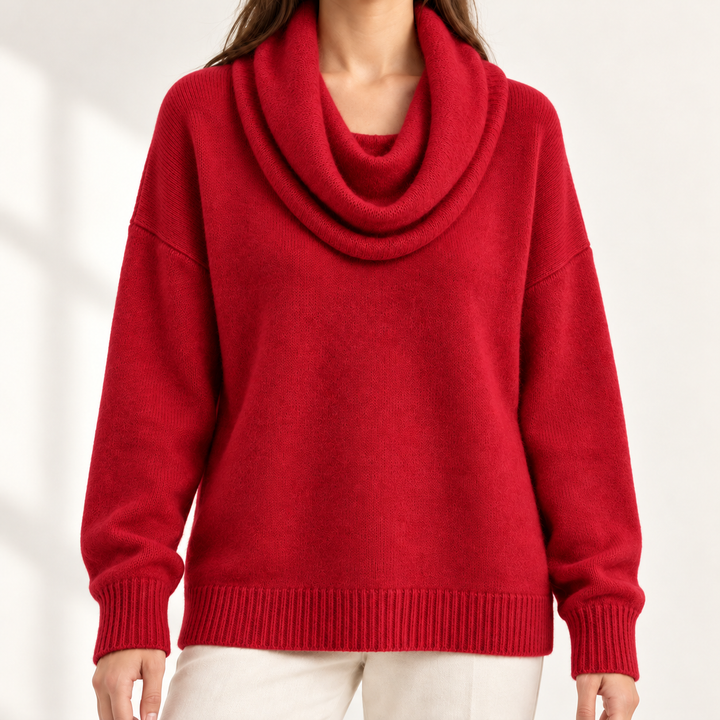 Aveline Draped Cowl-Neck Knit Jumper