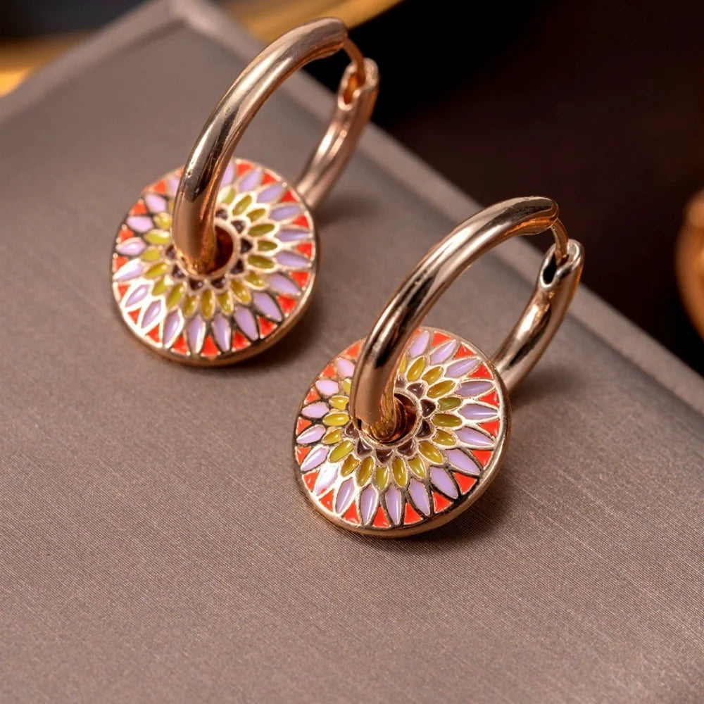Enamel Blossom Necklace & Earring Set