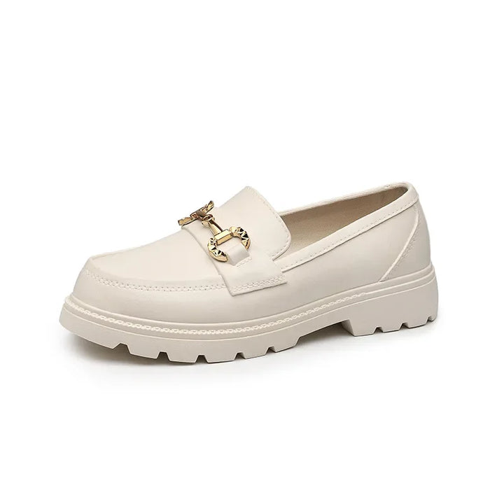 Poppy™ | Gold Buckle Round Toe Flat Loafers
