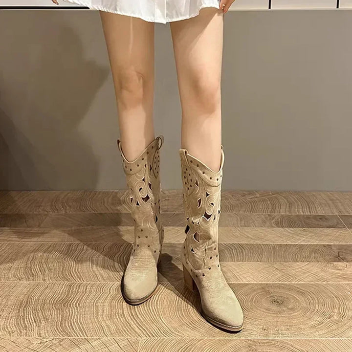 Josephine | Embroidered Western Knee-High Boots
