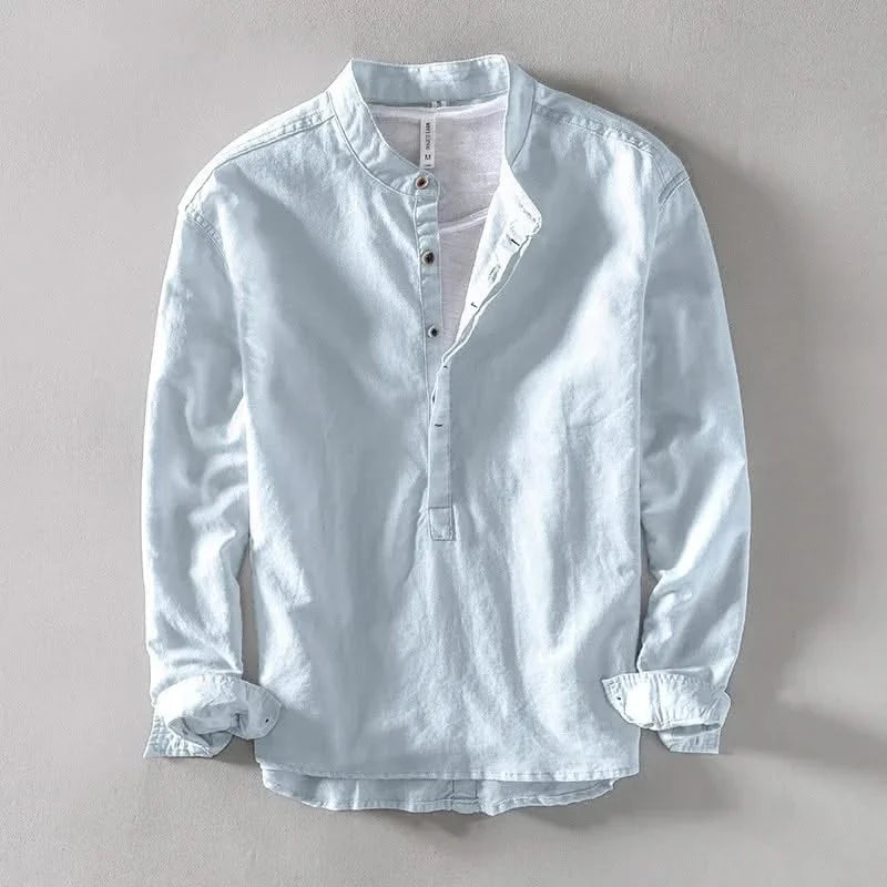 CALLUM LINEN MANDARIN SHIRT