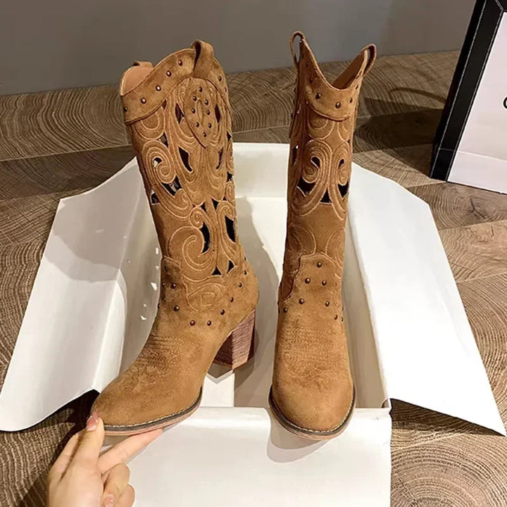 Josephine | Embroidered Western Knee-High Boots