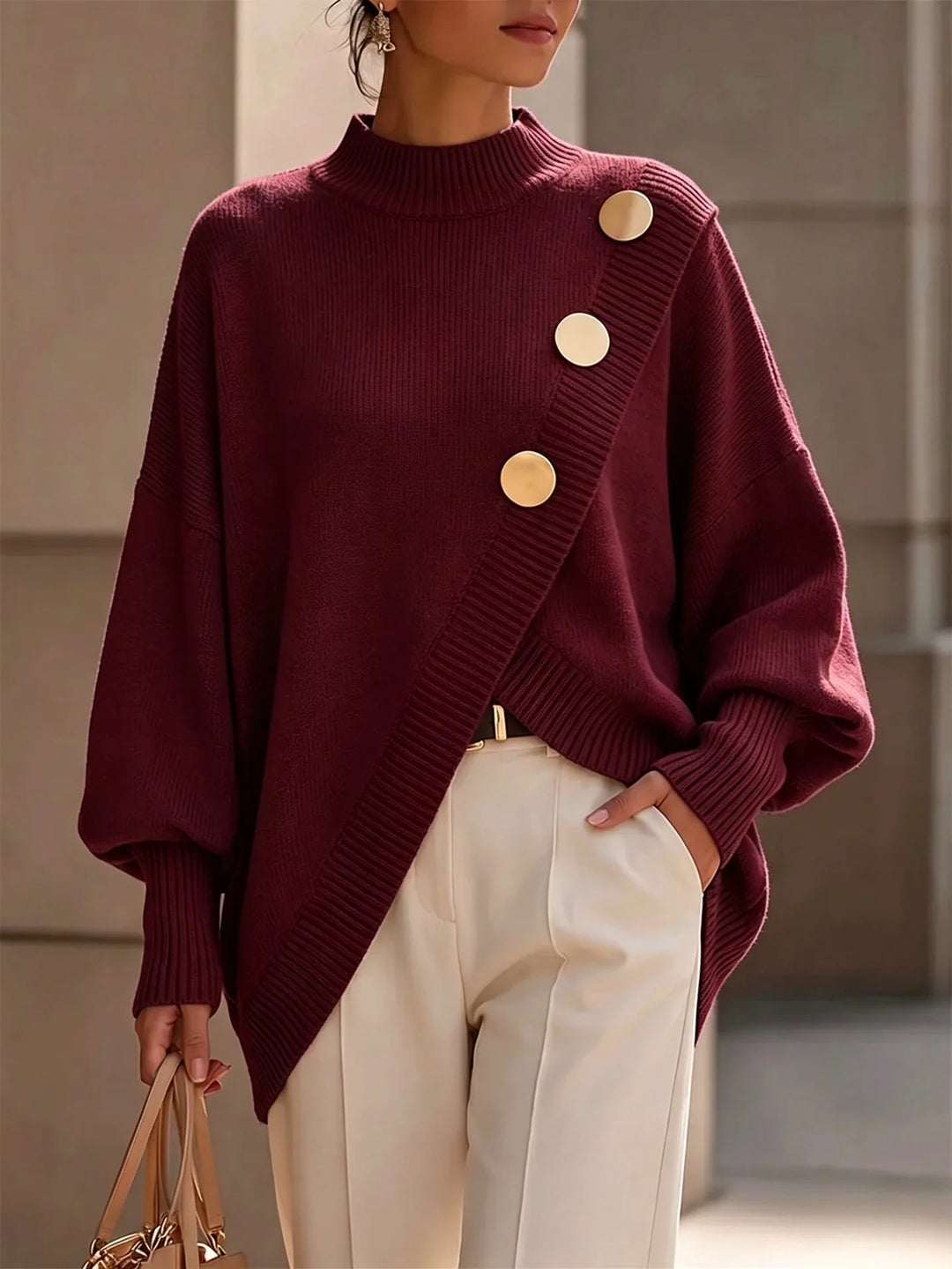Adeline Elegant Button Detail Jumper