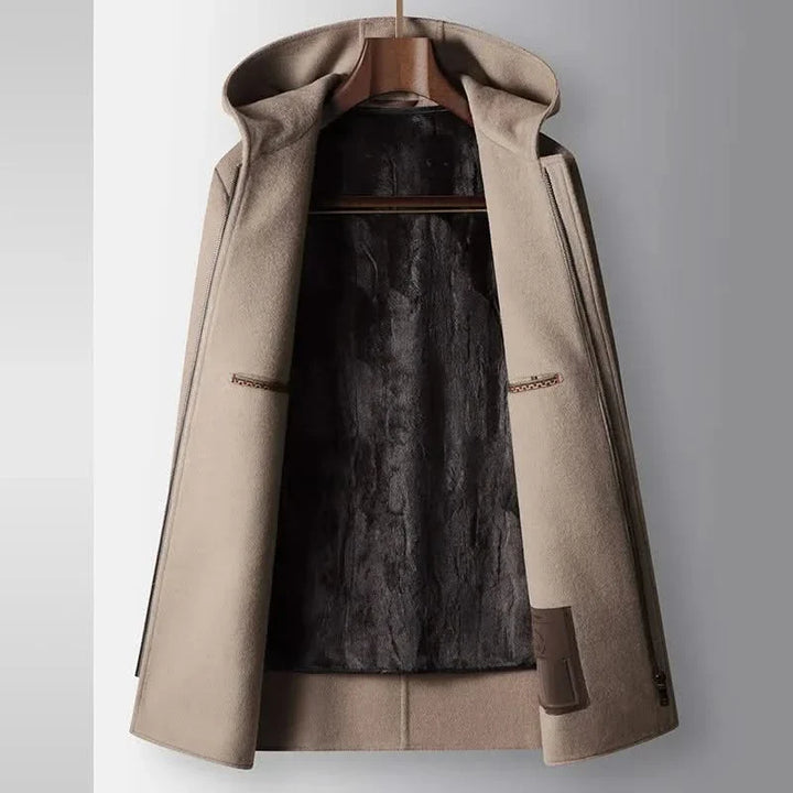 100% WOOLEN HOODED COAT
