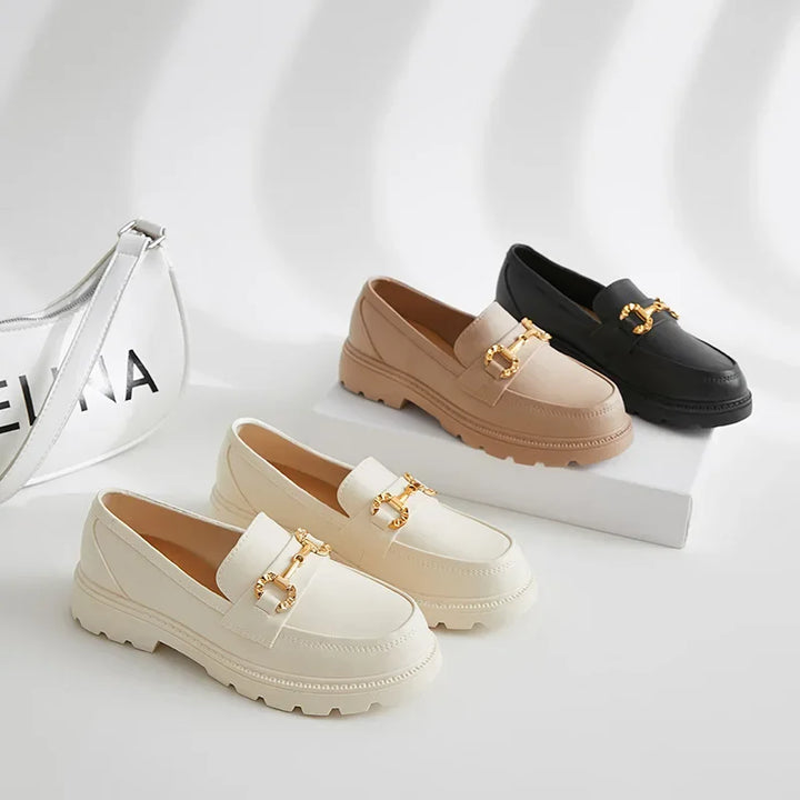 Poppy™ | Gold Buckle Round Toe Flat Loafers