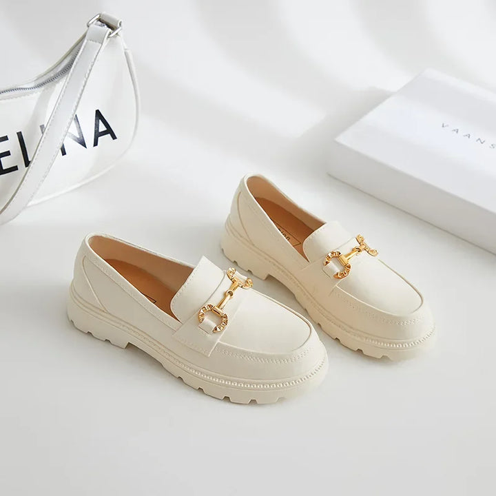 Poppy™ | Gold Buckle Round Toe Flat Loafers