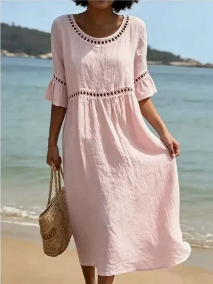 Elenora Long dress with a slimming effect on the tummy
