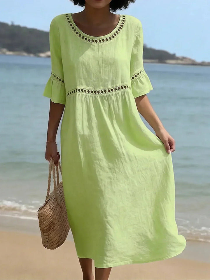 Elenora Long dress with a slimming effect on the tummy