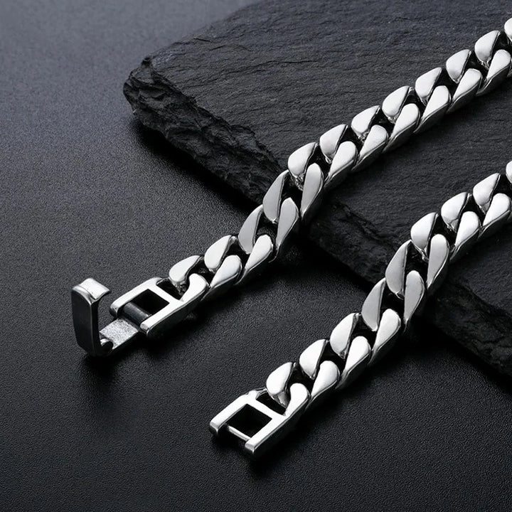 Men's Cuban Link Sterling Silver Chain Bracelet