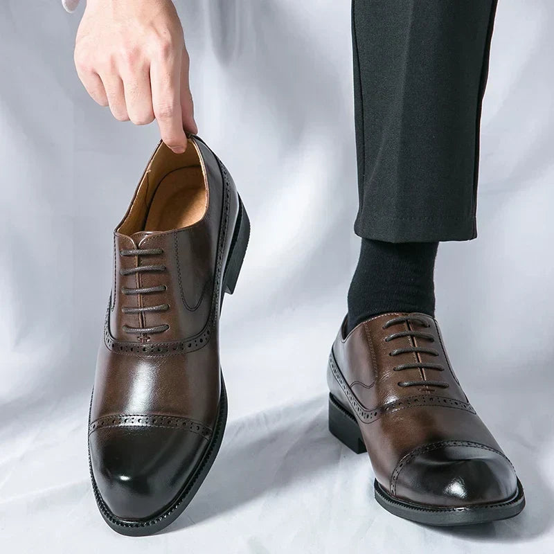 Genuine Leather Lace-Up Shoes