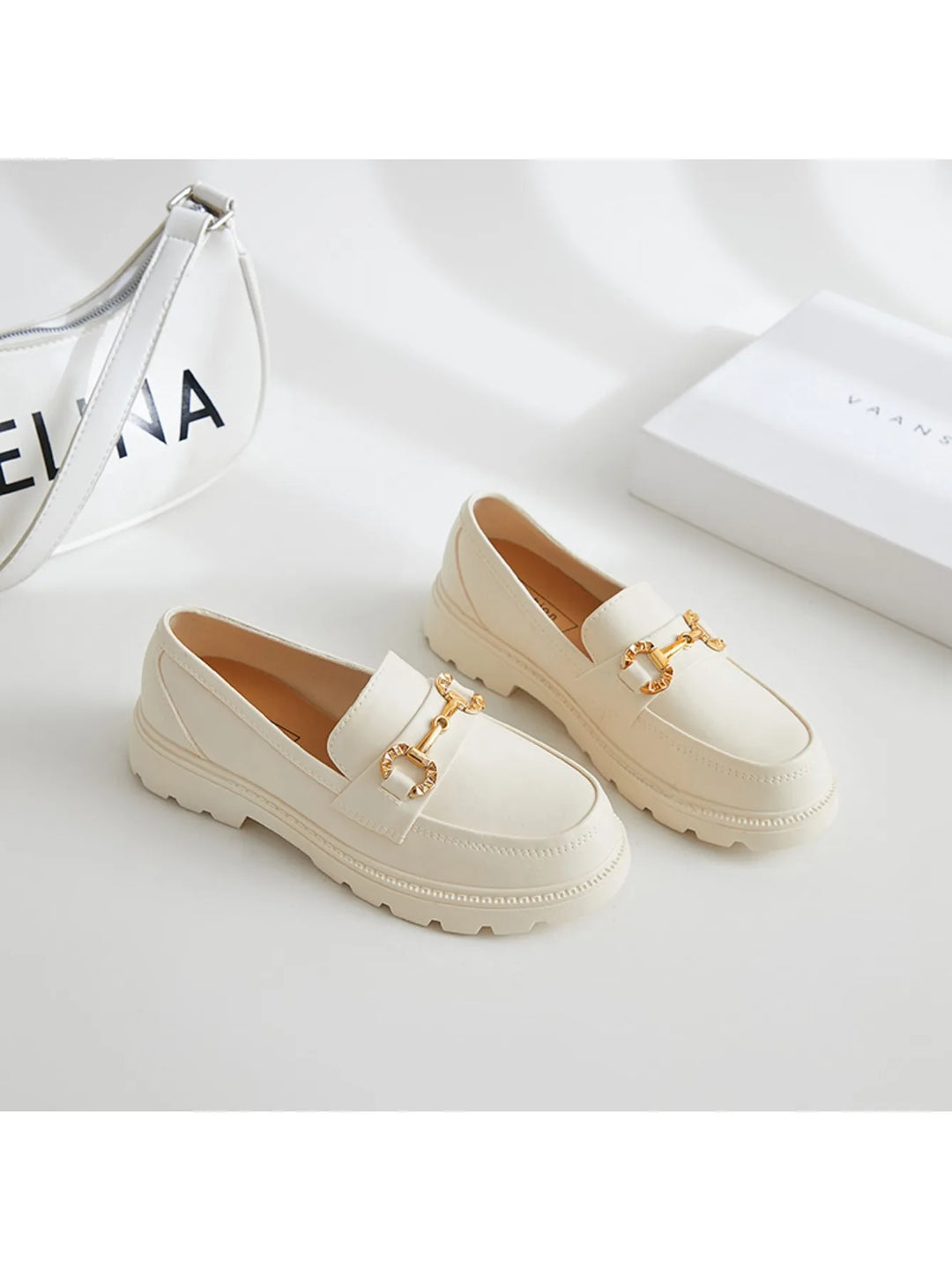 Poppy™ | Gold Buckle Round Toe Flat Loafers
