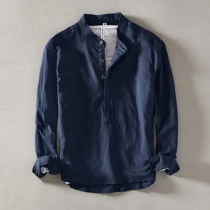 CALLUM LINEN MANDARIN SHIRT