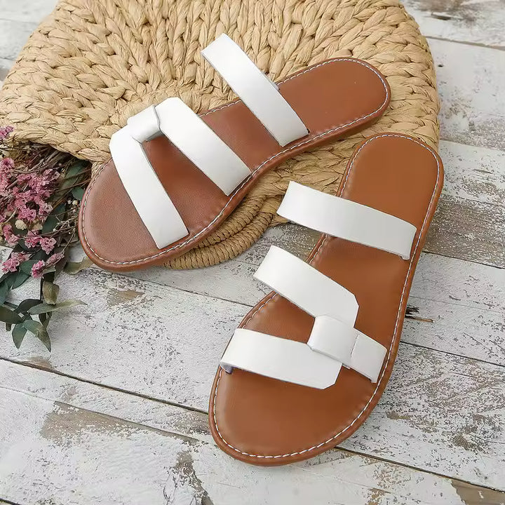 Nora | Flat Leather-Look Sandals