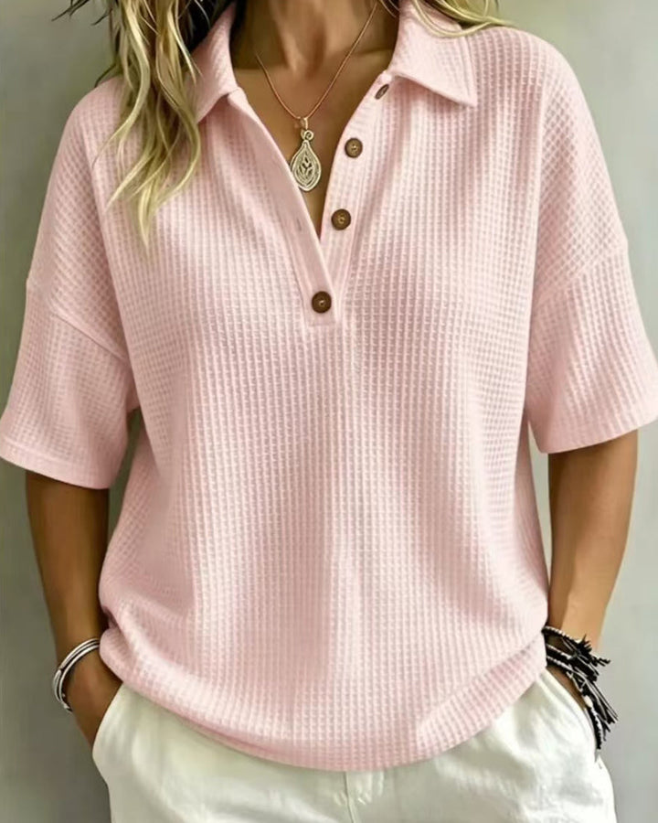 Maddison Waffle Polo Top