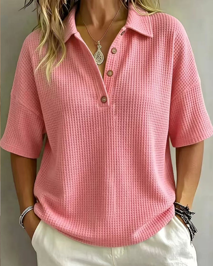 Maddison Waffle Polo Top