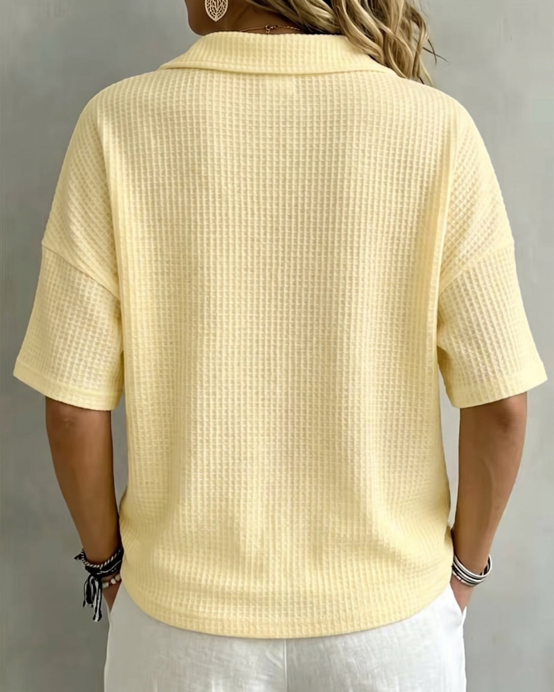 Maddison Waffle Polo Top