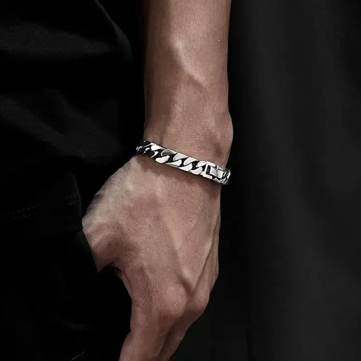 Men's Cuban Link Sterling Silver Chain Bracelet