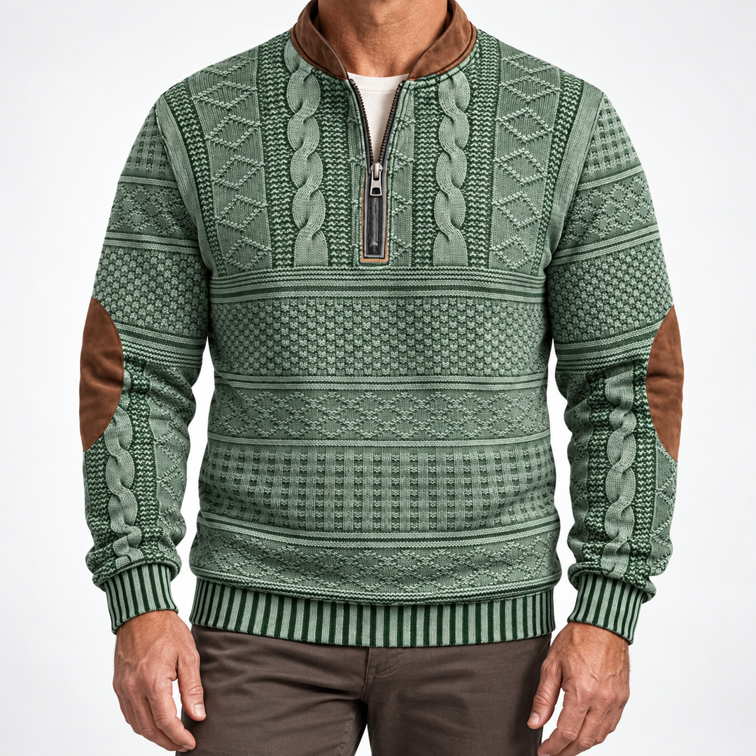 Dimitri Elbow-Patch Half-Zip Sweater