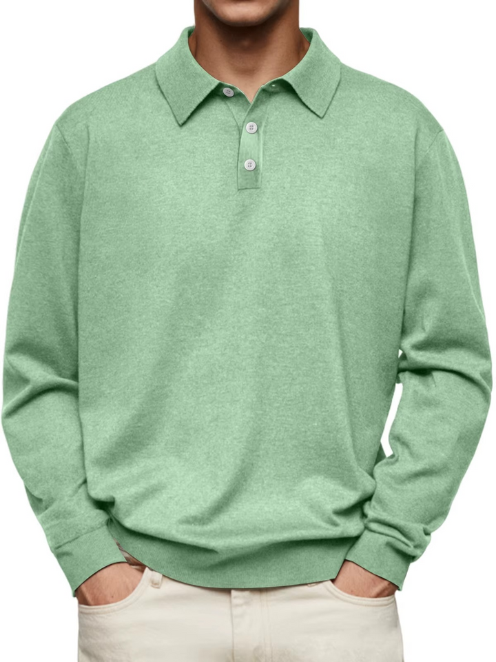 Men’s Patterned-Collar Long-Sleeve Polo Shirt