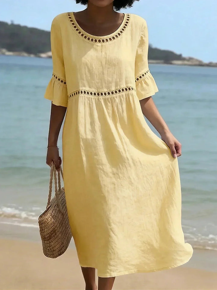 Elenora Long dress with a slimming effect on the tummy