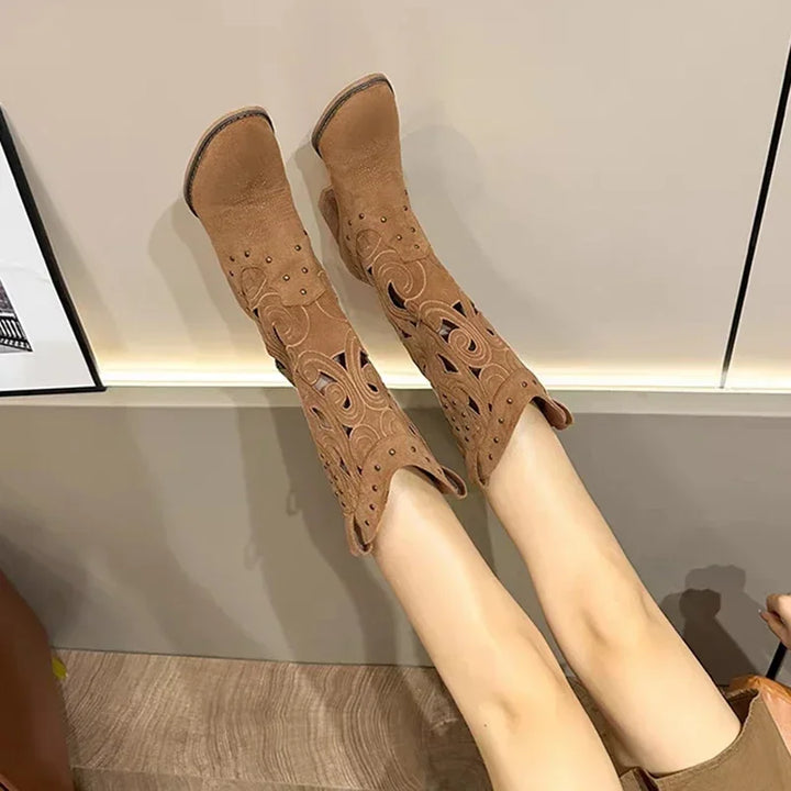 Josephine | Embroidered Western Knee-High Boots
