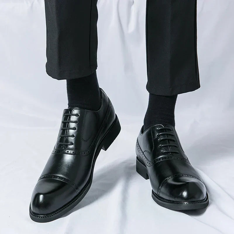 Genuine Leather Lace-Up Shoes