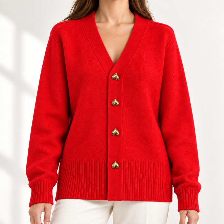 Bella Elegant Heart-Button Cardigan