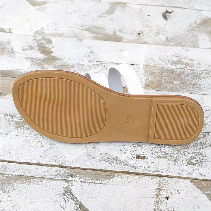 Nora | Flat Leather-Look Sandals
