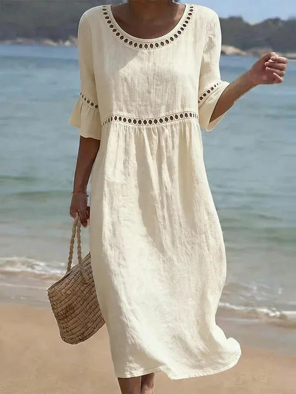 Elenora Long dress with a slimming effect on the tummy
