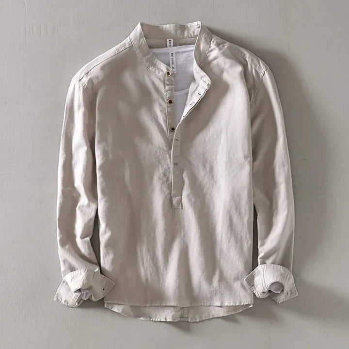 CALLUM LINEN MANDARIN SHIRT