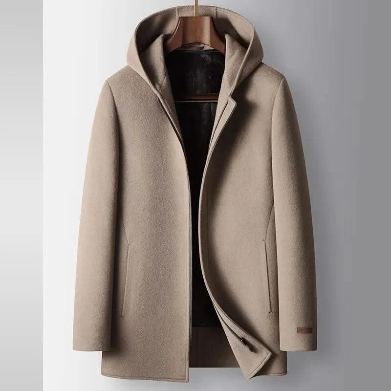 100% WOOLEN HOODED COAT