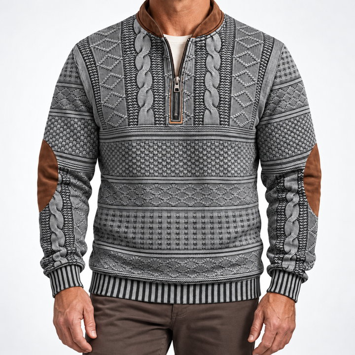 Dimitri Elbow-Patch Half-Zip Sweater