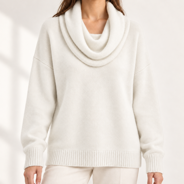 Aveline Draped Cowl-Neck Knit Jumper