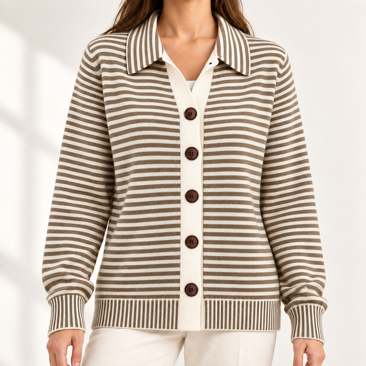 Elowen Timeless Striped Button Cardigan